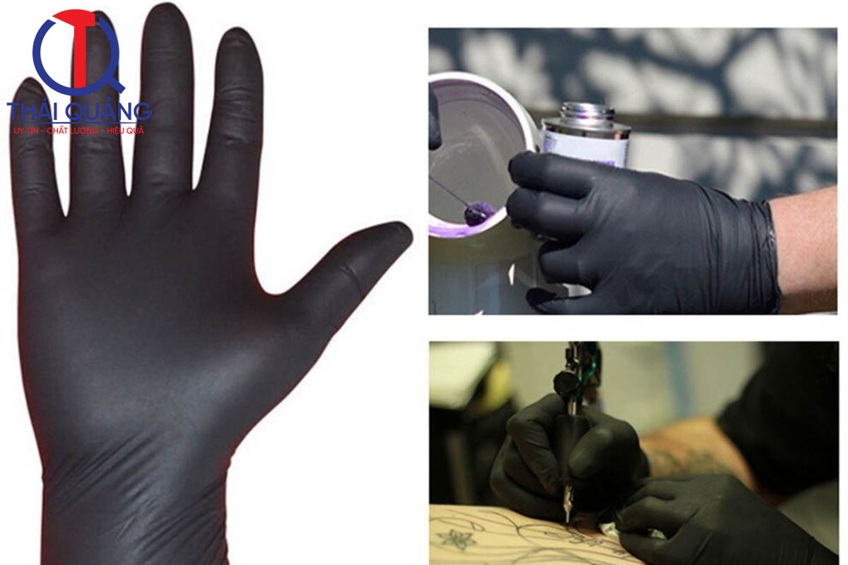 Sử dụng găng tay Nitrile (màu đen) chống tĩnh điện trong lĩnh vực xăm hình
