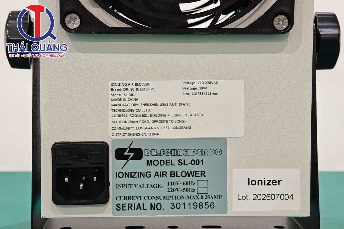 Quạt ion SL-001 (110/220VAC, 30W, max 0.25A)