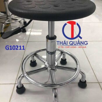 G10211 Ghế 4 lỗ, trục 140, chân nấm, bánh cố định - ảnh thực tế