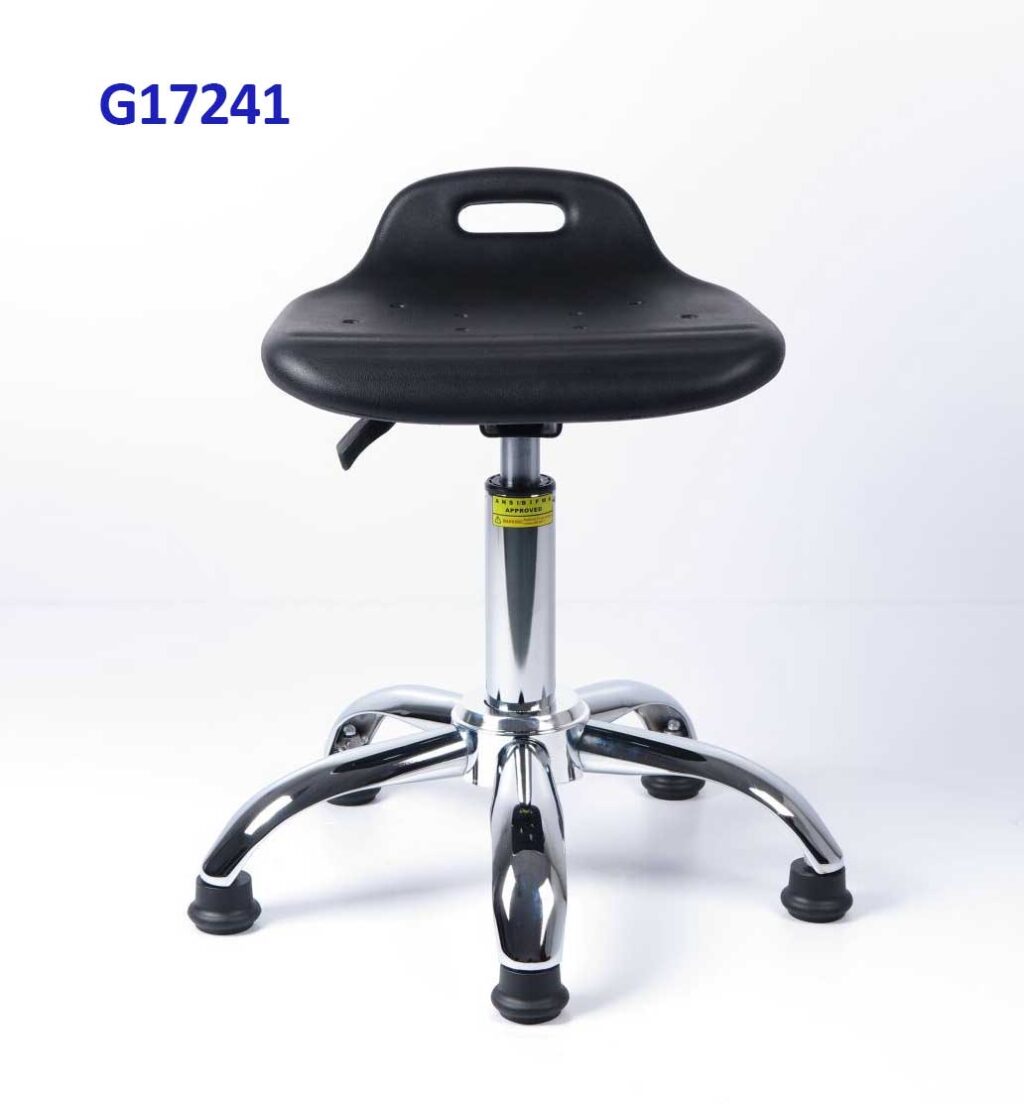 G17241 Ghế Mặt 8 lỗ da PU, Chiều cao 42-53cm (trục 140), Chân sao (chân 56) thép mạ, Bánh cố định
