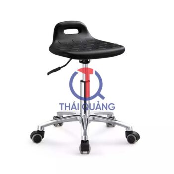 G17265 Ghế Mặt 8 lỗ da PU, Chiều cao 42-53cm (trục 140), Chân đúc nhỏ, Bánh xe di chuyển