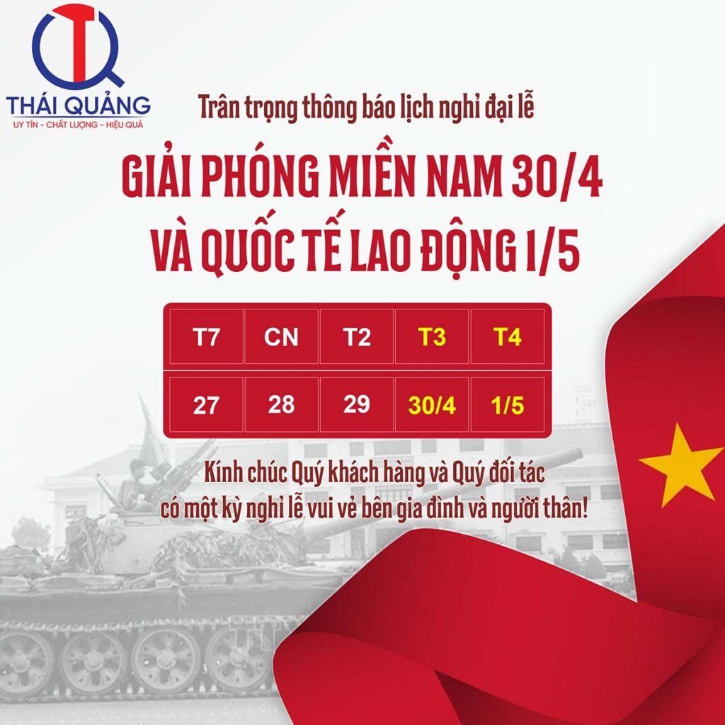 Thái Quảng thông báo nghỉ lễ 30/04 và 01/05 (2024)