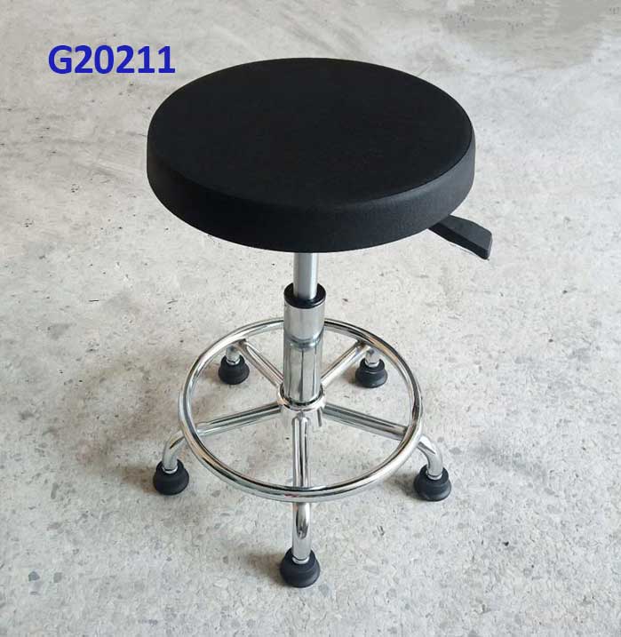 G20211 Ghế Mặt da PU phẳng, Chiều cao 42-53cm (trục 140), Chân nấm thép mạ, Bánh cố định