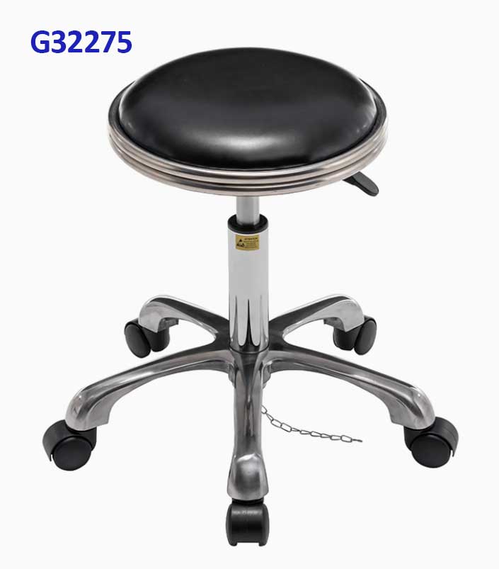 G32275 Ghế Mặt da lồi có vành đen, Chiều cao 42-53cm (trục 140), Chân đúc to, Bánh xe di chuyển