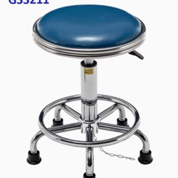 G33211 Ghế Mặt da lồi có vành màu xanh, Chiều cao 42-53cm (trục 140), Chân nấm thép mạ có vành, Bánh cố định