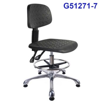G51271-7 Ghế tựa da PU vân sần không tay cầm, có ngả lưng, Chiều cao 42-53cm (trục 140), Chân đúc to, Bánh cố định, Để chân 350mm