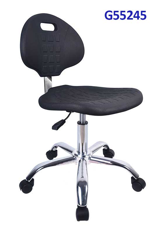 G55245 Ghế Tựa da PU vân sần, có tay cầm, Chiều cao 42-53cm (trục 140), Chân sao thép mạ, Bánh xe di chuyển