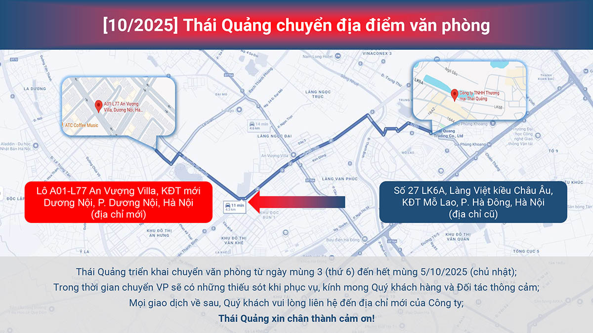 Thái Quảng thông báo về việc chuyển địa điểm văn phòng
