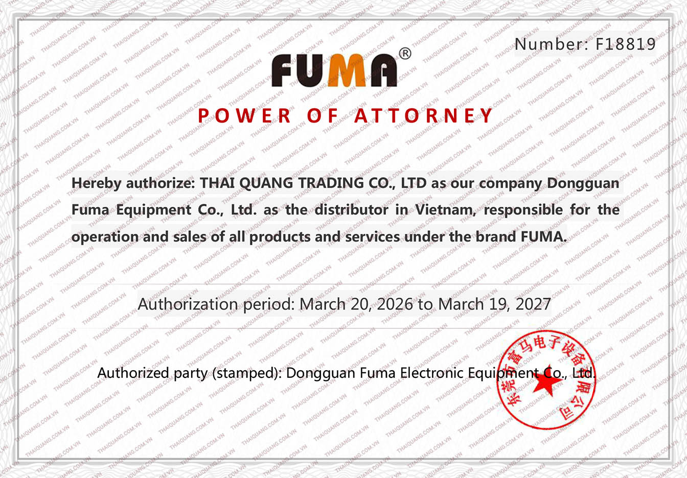 Thái Quảng - Nhà phân phối được FUMA ủy quyền tại Việt Nam