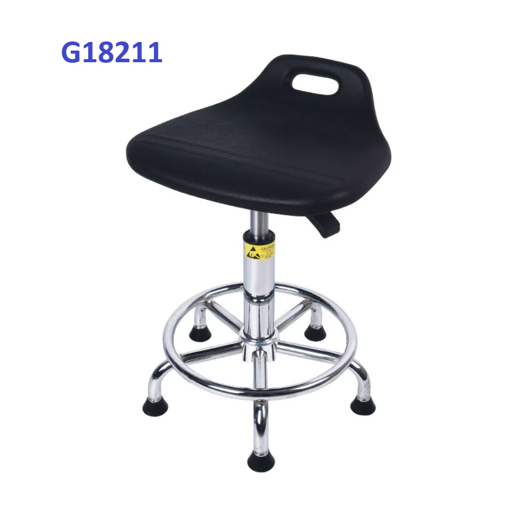 G18211 Ghế mặt 8 lỗ trơn, Chiều cao 42-53cm (trục 140), Chân nấm thép mạ có vành, Bánh cố định