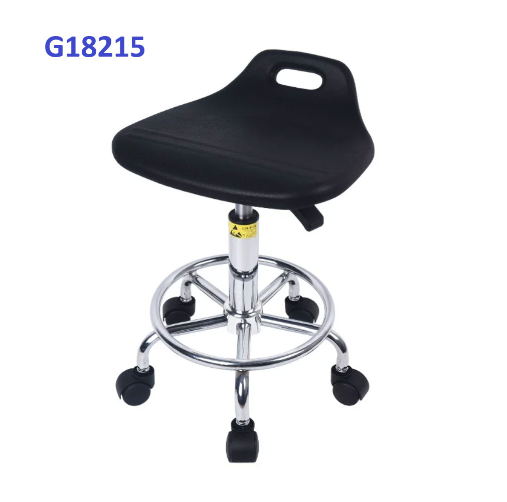 G18215 Ghế mặt 8 lỗ trơn, Chiều cao 42-53cm (trục 140), Chân nấm thép mạ có vành, Bánh xe di chuyển