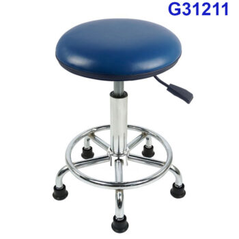 G31211 Ghế mặt da lồi xanh, Chiều cao 42-53cm (trục 140), Chân nấm thép mạ có vành, Bánh cố định