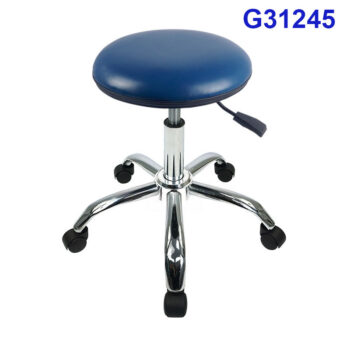 G31245 Ghế Mặt da lồi xanh, Chiều cao 42-53cm (trục 140), Chân sao thép mạ, Bánh xe di chuyển