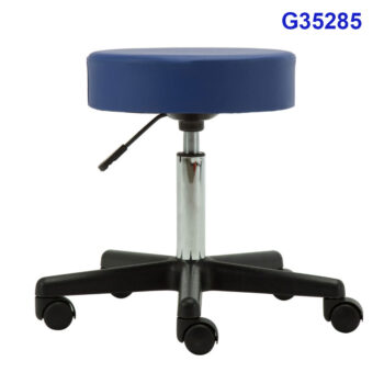 G35285 Ghế mặt da phẳng màu xanh, Chiều cao 42-53cm (trục 140), Chân nhựa, Bánh xe di chuyển