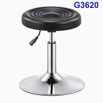 G3620 Ghế mặt đệm da 3 vòng tròn (ghế nấm), Chiều cao 42-53cm (trục 140), Chân mâm