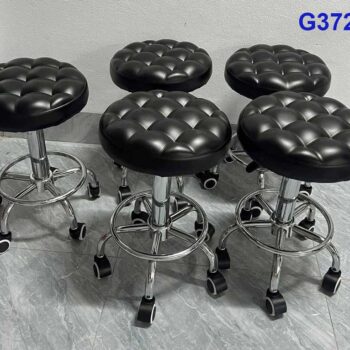 G37215 Ghế mặt da múi (ghế spa), Chiều cao 42-53cm (trục 140), Chân nấm thép mạ có vành, Bánh xoay - ảnh thực tế