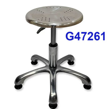G47261 Ghế mặt inox tròn D28 có lỗ, Chiều cao 42-53cm (trục 140), Chân đúc nhỏ, Bánh cố định