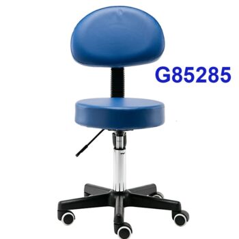 G85285 Ghế tựa mặt da phẳng màu xanh, Chiều cao 42-53cm (trục 140), Chân nhựa, Bánh xe di chuyển