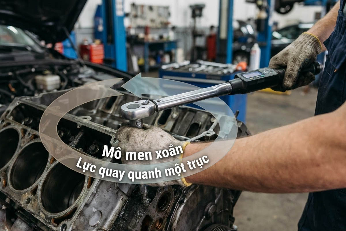 Mô men xoắn là xu hướng làm quay một vật thể quanh một trục