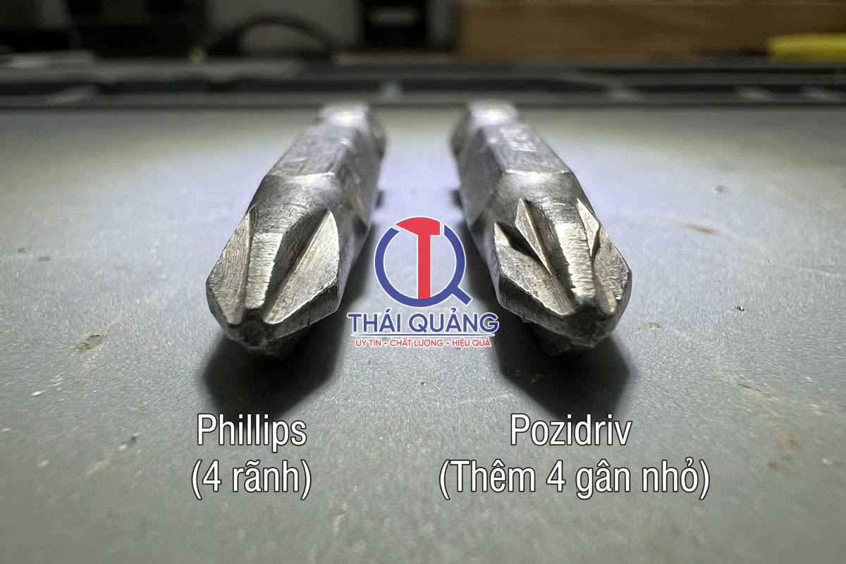 Phân biệt đầu bit mũi vít Phillips (PH) và Pozidriv (PZ)