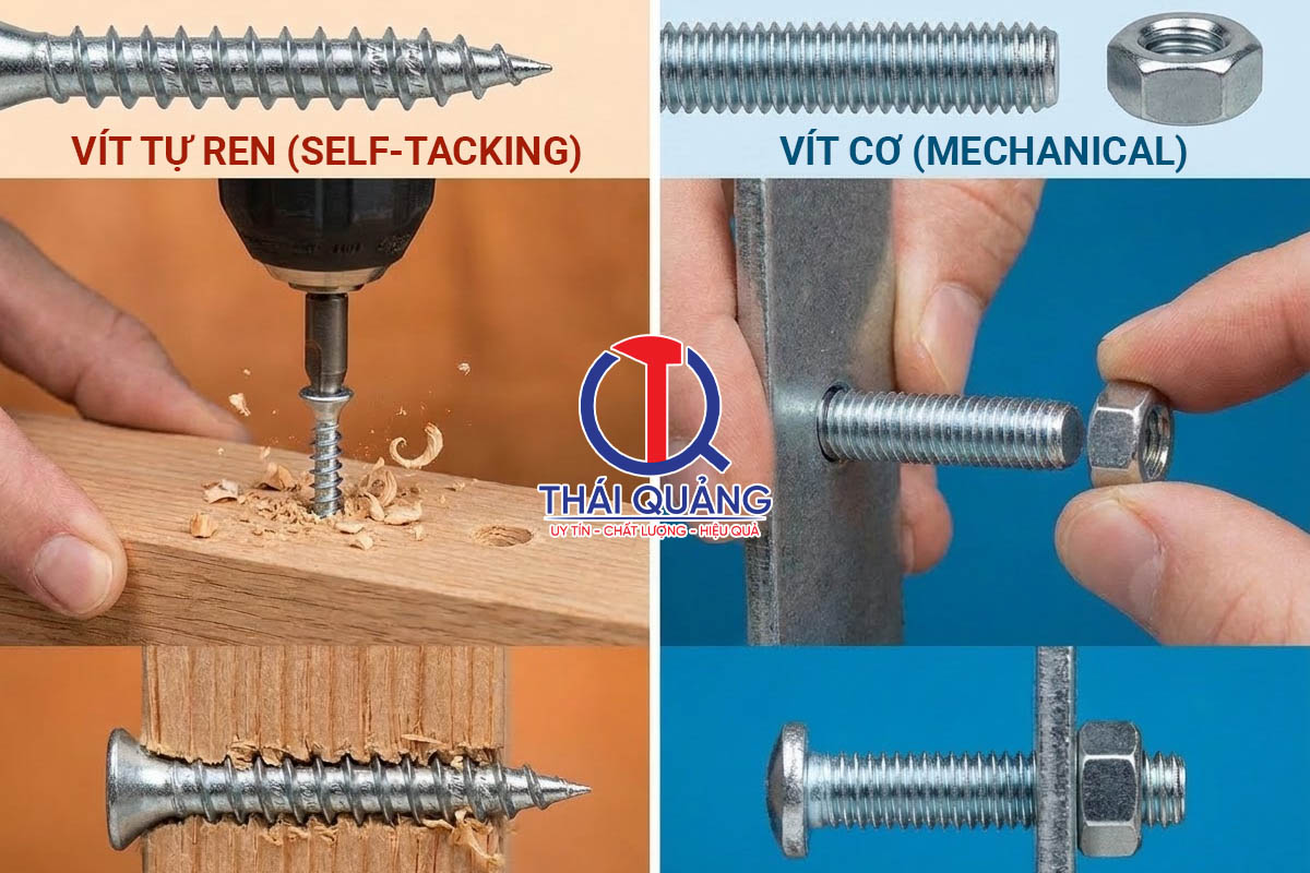 Phân biệt vít tự ren (self-tacking) và vít cơ (mechanical)