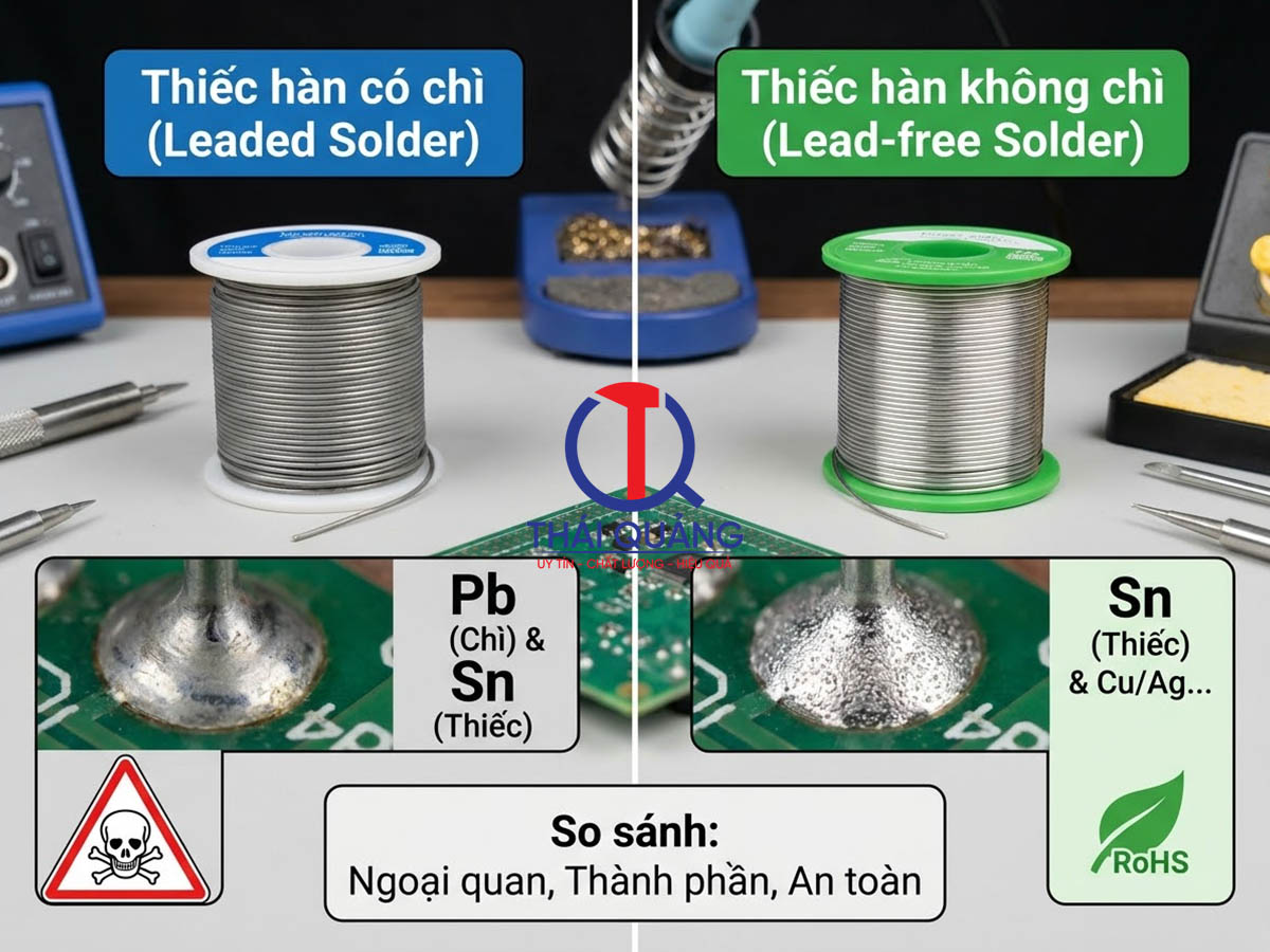 So sánh thiếc hàn có chì và thiếc hàn không chì